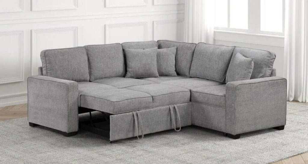 Gray Sectional Sofa with Pull-out Bed