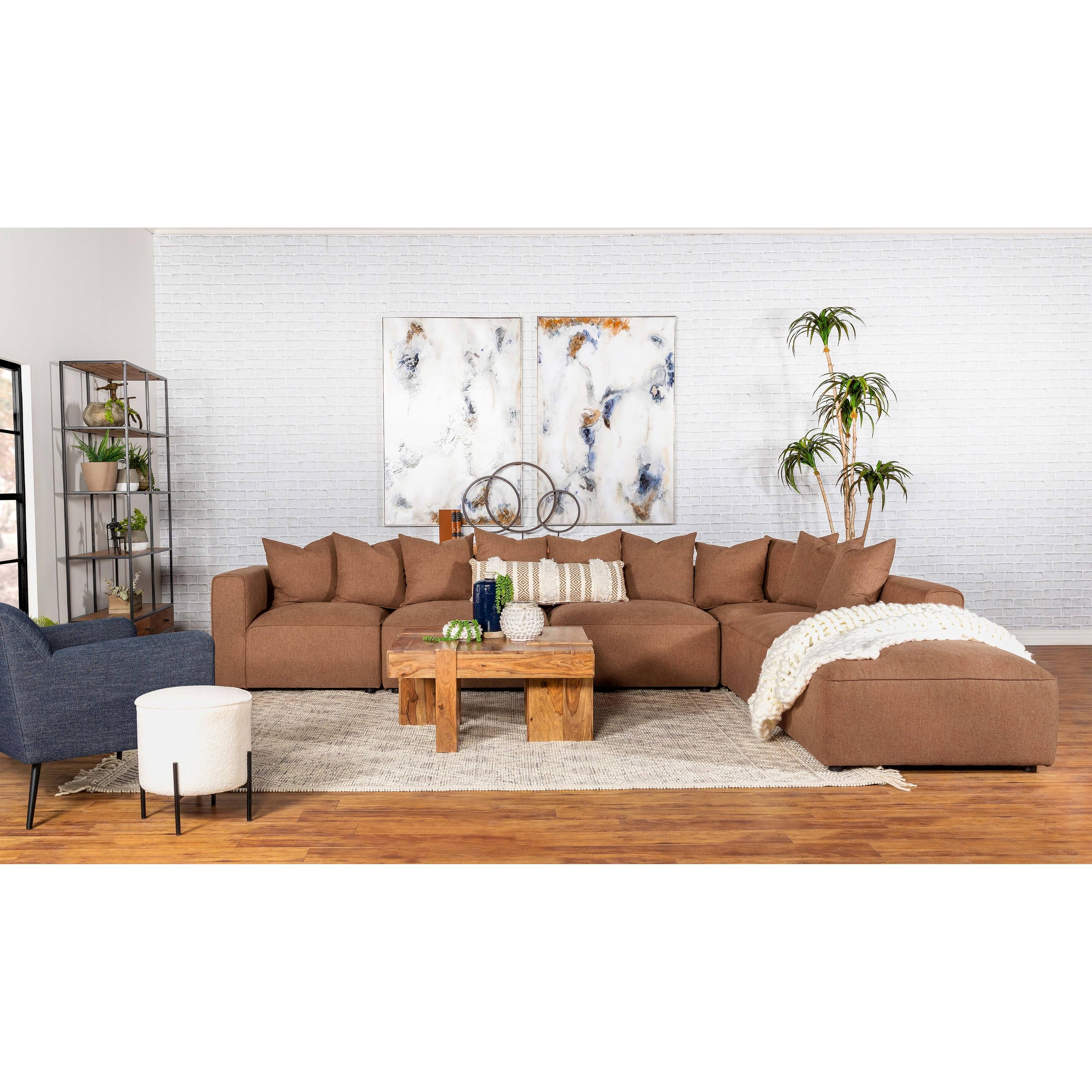 Jennifer 6-Piece Upholstered Modular Sectional In Terracotta
